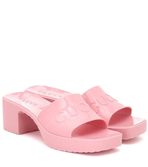 pink gucci logo|Gucci pink slides.